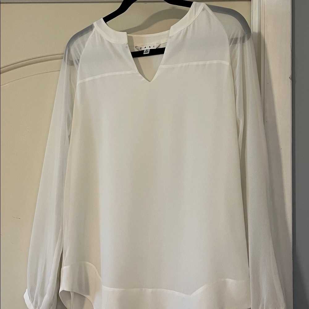 CAbi Ivory V-Neck Blouse